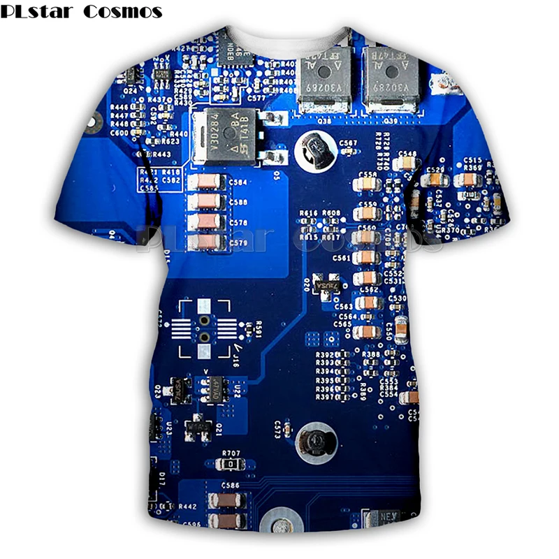 

PLstar Cosmos Electronic chip Hip Hop tshirt Men 3d Full print t-shirts Summer short sleeve tee Harajuku Punk Women/Unisex Styl
