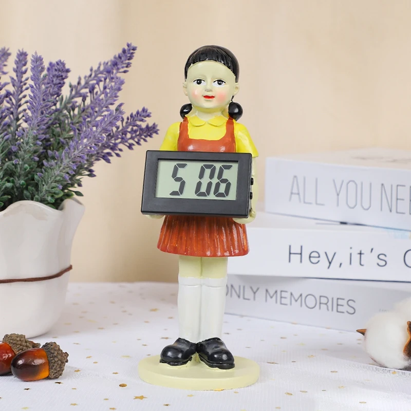 

The New Squid Game Alarm Clock Music Alarm Clock Resin Ornaments Puppet Doll Alarm Clock Ornaments Squid Game