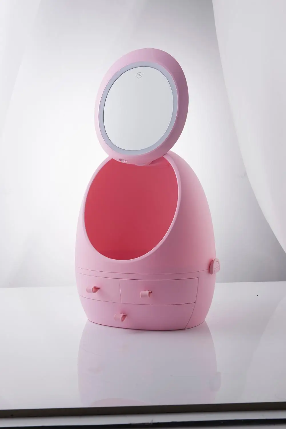 Новейший светодиодный ящик для хранения косметики с зеркальной головкой розовые