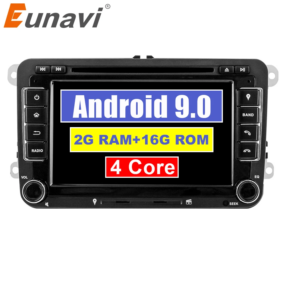 Eunavi 2 din gps четырехъядерный android 9 0 автомобильный dvd плеер ТВ для VW Skoda POLO GOLF 5 6 PASSAT B6 CC