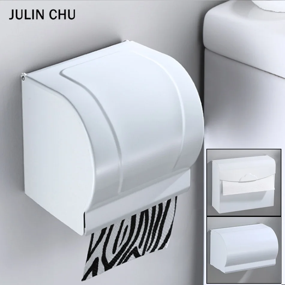 

Toilet Paper Box White Black Space Aluminum WC Paper Holder Storage Rack with Phone Shelf Tissue Cover for Kitchen Bathroom