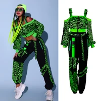 pole dance clothing for women green hiphop outfit nightclub bar gogo dancers costumes festival outfit street dance wear dqs7778