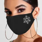 1 шт., Рождественская маска для лица для взрослых, моющаяся ткань для рта, маска для лица, многоразовая Снежинка, стразы, колпачки для ушей
