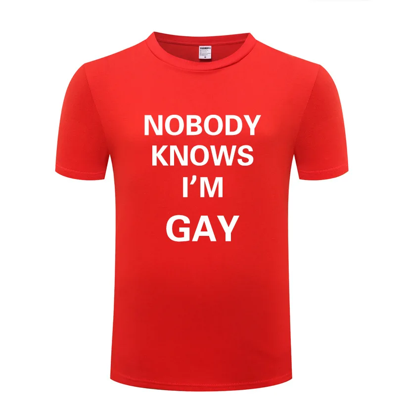 Nobody Knows I'm Gay Funny T Shirt Men Summer Cotton Short Sleeve Tshirt Streetwear Fitness T-Shirt for Women Tops Big Size | Мужская