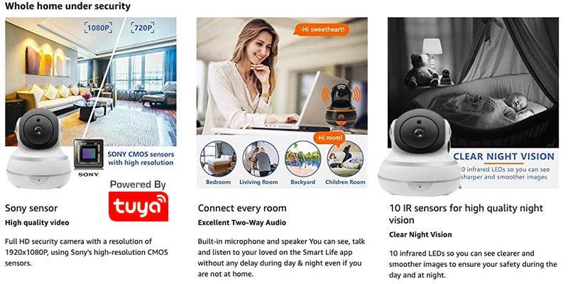 Автоматическое отслеживание 1080P PTZ двухстороннее аудио Tuya беспроводная WiFi IP камера безопасности умная камера жизни Продукты приложение дистанционное управление Tuya