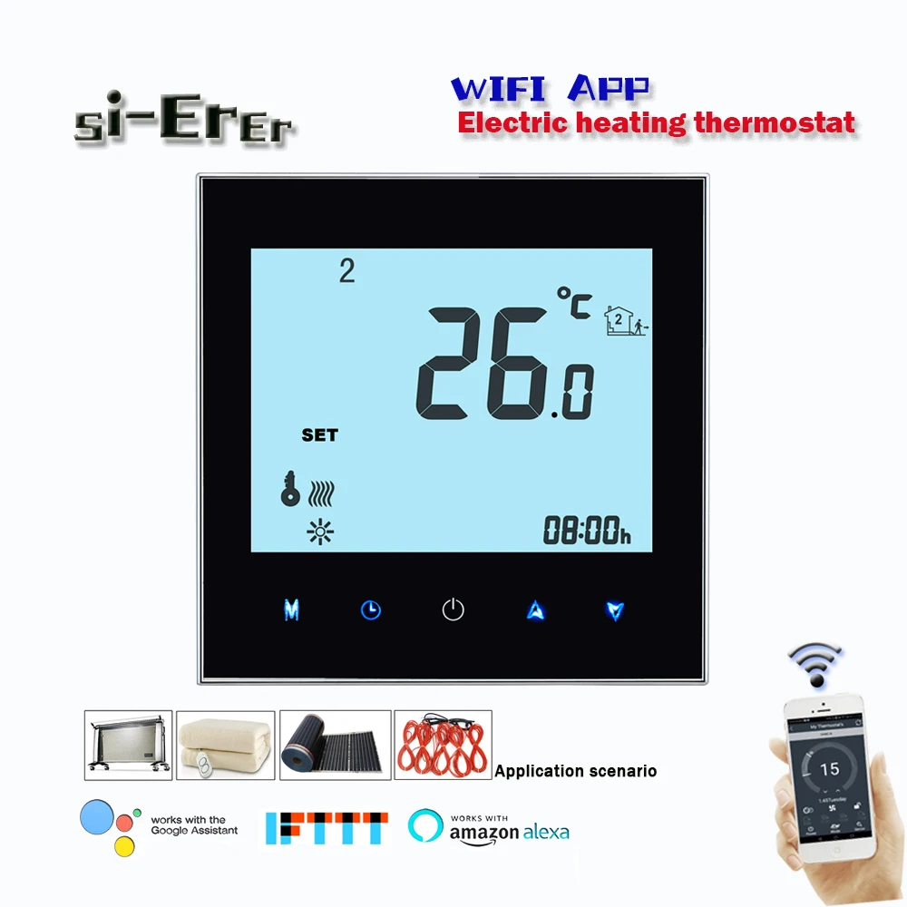 Контроллер температуры термостата с ЖК экраном 95 240VAC16A Wi Fi Подсветка сенсорного