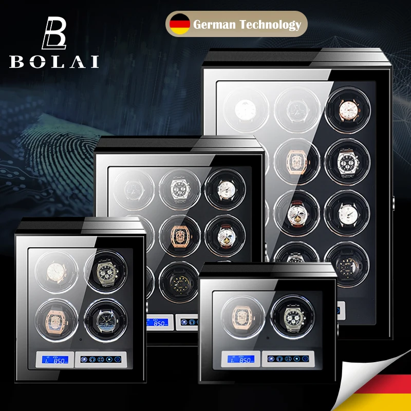 Automatic Watch Winder Top Luxury Brand Fingerprint Unlock Safe Box with LCD Touch Screen Wooden Watches Accessories | Наручные часы