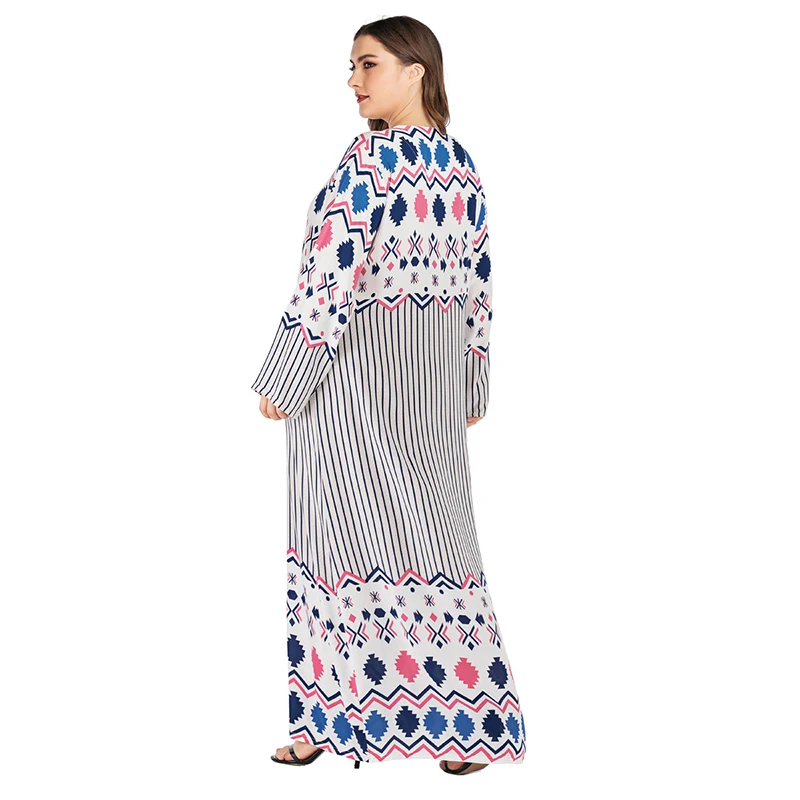Последний мусульманский Кафтан абайя Дубай печатных вышитые с длинными рукавами