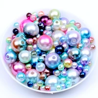 4 10mm mixed sizes 150pcs rainbow multicolor abs imitation pearl beads round loose beads diy necklacebracelet jewelry craft