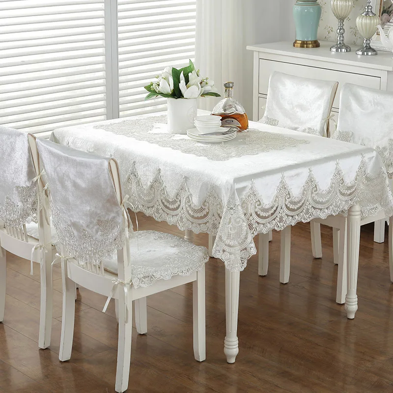

Luxury rectangle velvet tablecloth, pure color embroidery lace patchwork table runner, chair piano cover
