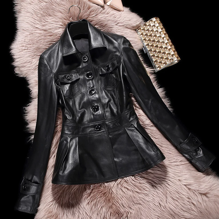 

Jacket Spring Genuine Autumn Natural Women Korean Vintage 100% Coat Female Elegant Real Leather Coats W2884