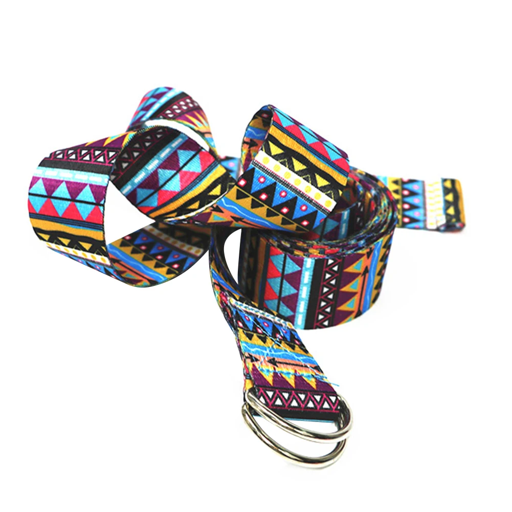 

Durable Leg Polyester Exercise Sport Waist Yoga Stretch Strap Bands Adjustable Fitness D Ring Color Printed Elastic Belt Gym