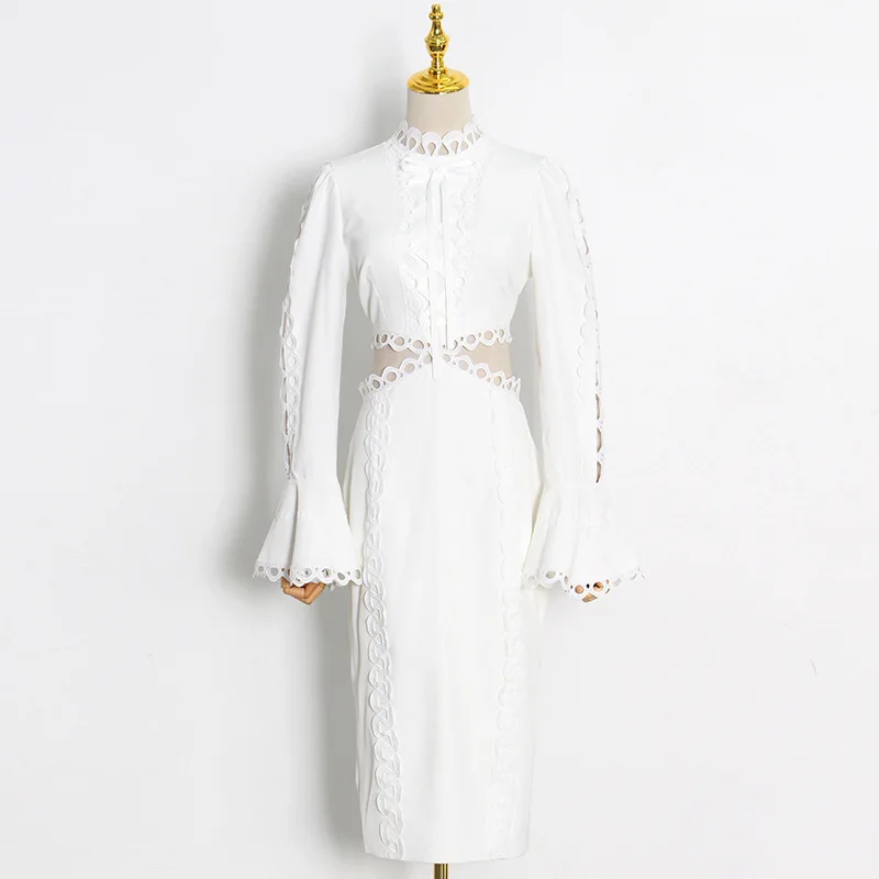 Женское облегающее платье-миди черное белое платье с вырезами на талии вечернее