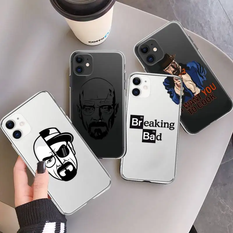 

Heisenberg breaking bad tv series Phone Case Transparent soft For iphone 12 11 13 7 8 6 s plus x xs xr pro max mini