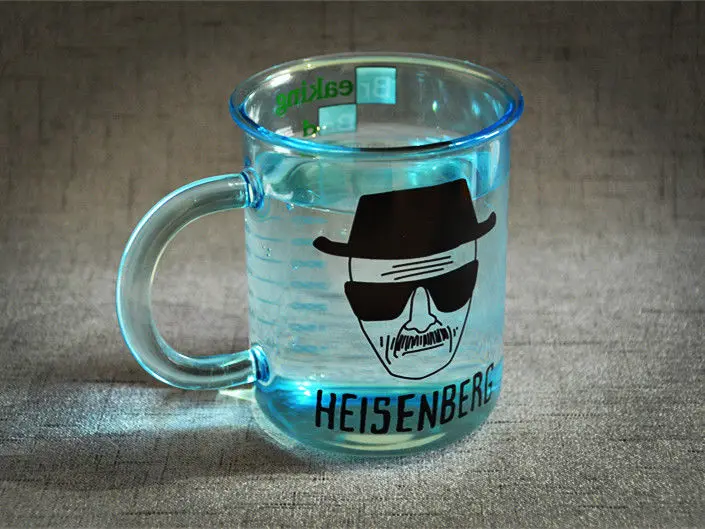 Разбивая Bad Heisenberg кружка синий Градуированный стеклянный мерный стакан кофейные