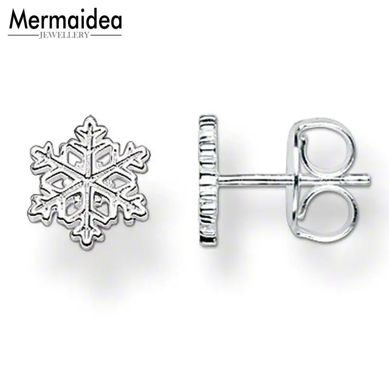 Серьги гвоздики в виде снежной снежинки новинка зимы 2020 ювелирное изделие с