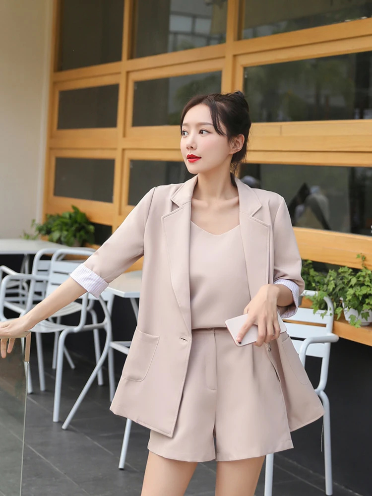 Летний костюм женский с шортами со штанами весенний Новый элегантный пиджак и