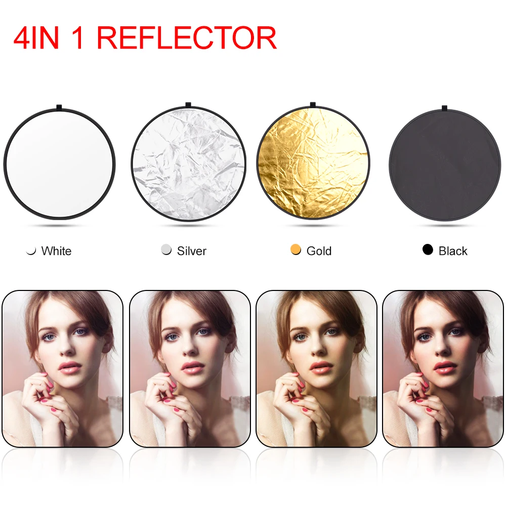 Портативный складной светильник Круглый/овальный Серебряный Отражатель для