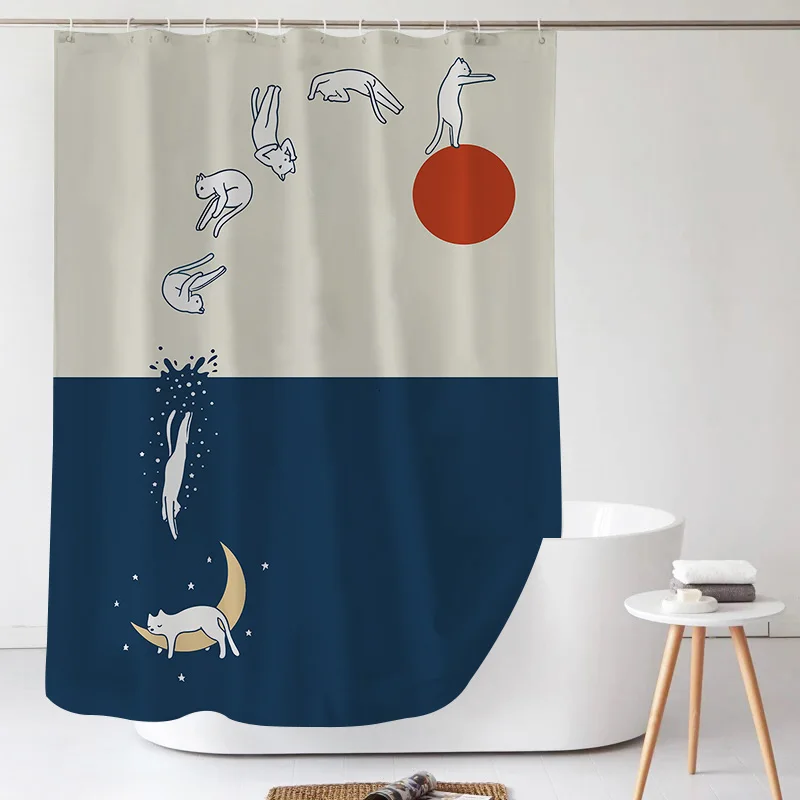 

Polyester Polyester Shower Curtain Nordic Art Modern Fashion Shower Curtain Accessories Duschvorhang Bathroom Products DF50YL