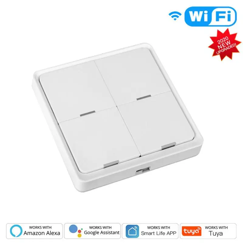 

Tuya Smart ZigBee Wireless Free Sticker 4-way Panel Scene Button Wall Touch Sensor Switch Light Switch Smart Home Accessories