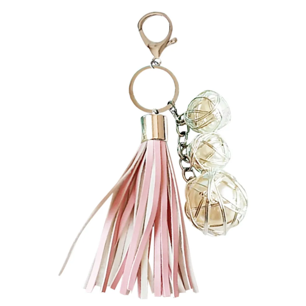 Модный брелок из искусственной кожи с жемчугом и кисточками креативный модный