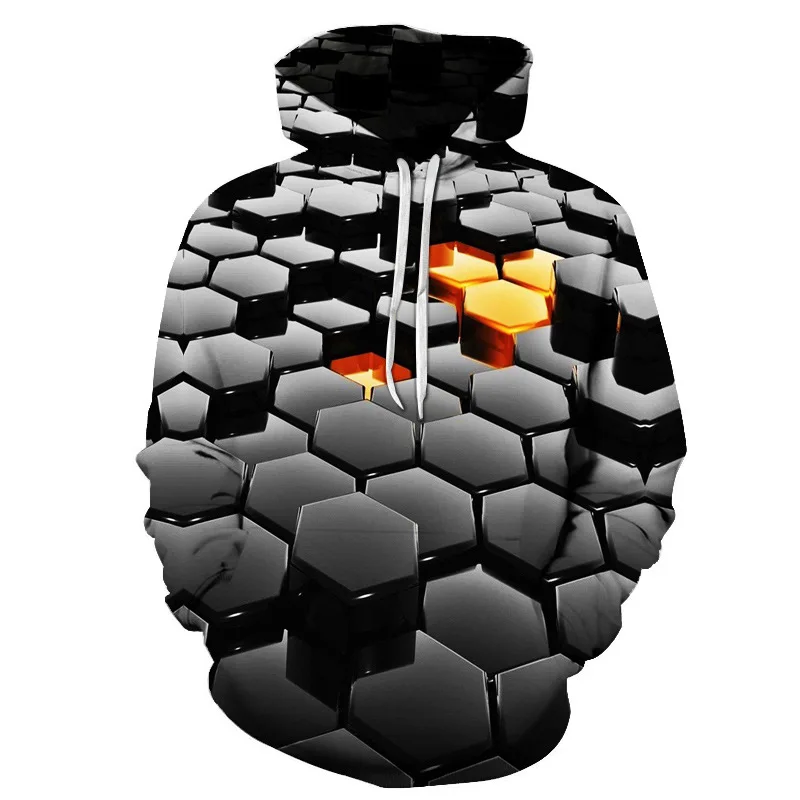 

2021 autumn and winter new explosions fashion street trend men handsome geometric pattern plus size 3D printed hoodie pullover