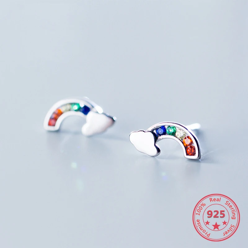 

2020 Fashion Design Cloud Rainbow Earrings Small Fresh And Beautiful Style Micro-set Diamonds Exquisite Jewelry For Young Women