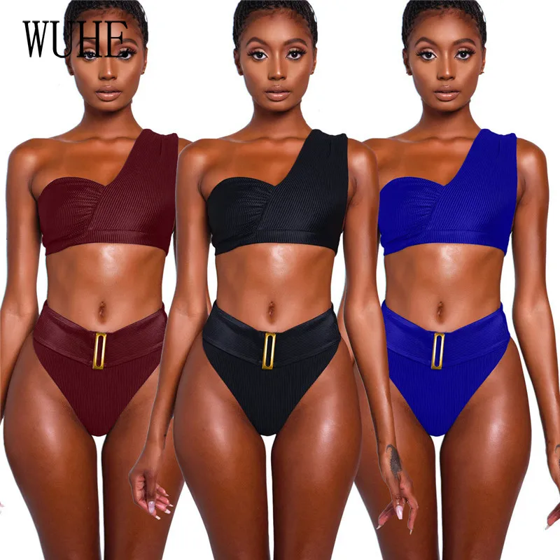 

Пляжное праздничное бикини YEYA, комплект из 2 предметов, Топ без бретелек на одно плечо без рукавов и бретелек и сексуальные трусики, повседне...