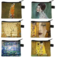 Oil Painting Kiss / Waterlily Coin Purse Gustav Klimt / Monet Coin Bag Women Lipstick Card Keys Holder Money Bag Ladies Wallet