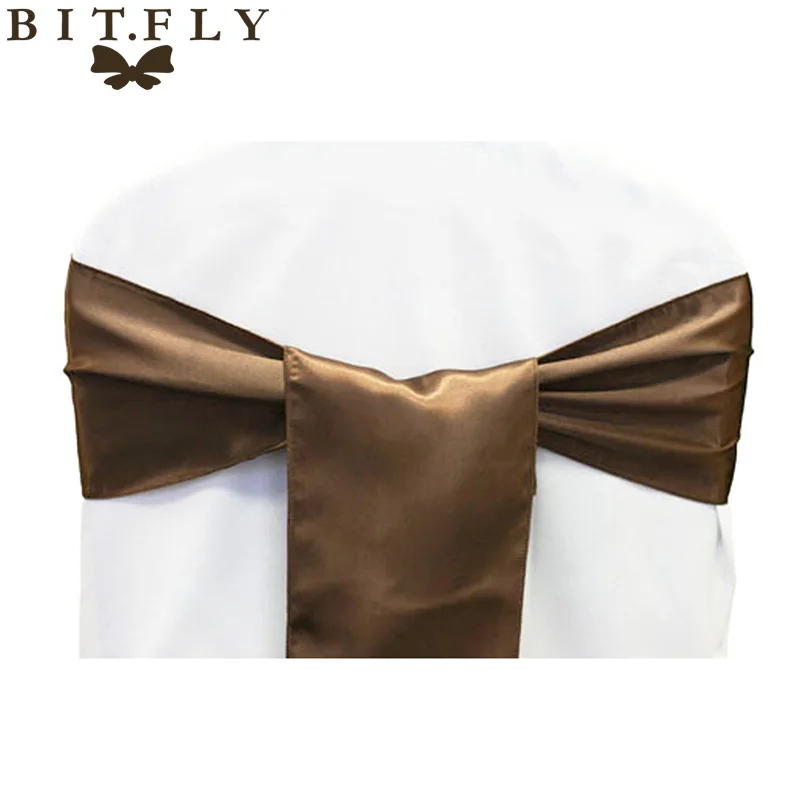 BIT. FLY, 100 шт./лот, атласные тканевые банты, высокое качество, пояс на стул, свадебные стулья, украшение узлом, принадлежности для свадьбы, вечеринки, банкета