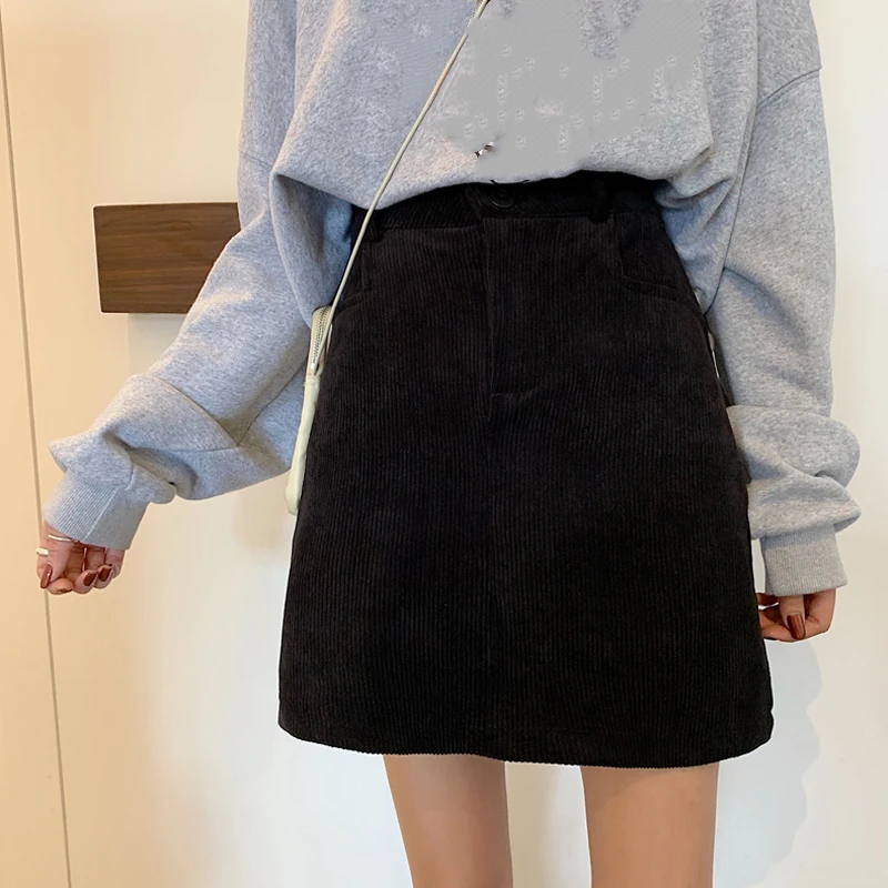 Кофейные короткие облегающие Женские юбки на пуговицах тонкая Корейская Высокая