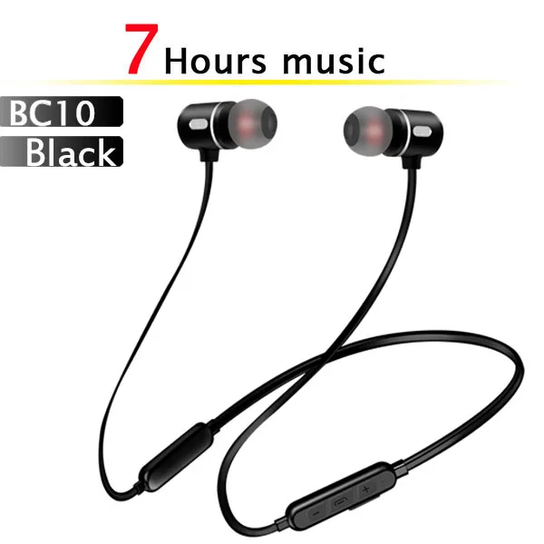 BC10-black-7h Беспроводные Bluetooth наушники, спортивные магнитные наушники, задняя подвеска, Bluetooth гарнитура для мобильного телефона - Цвет: BC10-black-7h