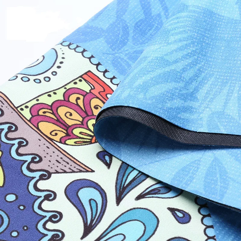 저렴한 얇은 요가 매트 천연 고무 스웨이드 휴대용 접이식 체육관 피트니스 패드 실내 여성 Putira 장비 땀 흡수 스프레드 타월