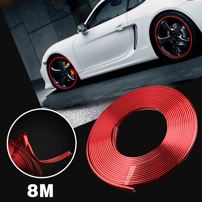 Универсальный красный 8 м автомобильный ободок для колес обода шин защитная