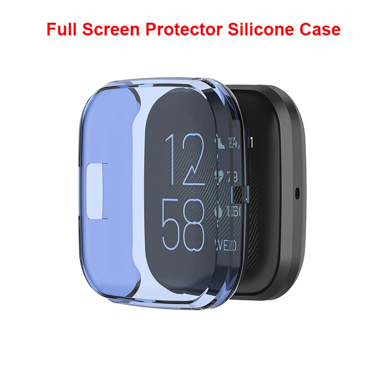 Full Blue 50 шт./лот мягкий ТПУ прозрачный силикон чехол для Fitbit Versa 2 Smartwatch защитный корпус Versa2 сменные часы аксессуары - Цвет: Full Blue