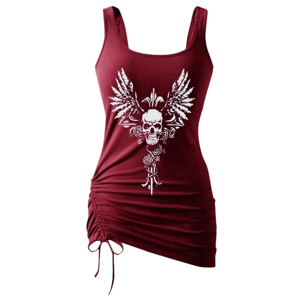 Женская майка без рукавов белая повседневная с черепом Прямая поставка 2019|Майки|