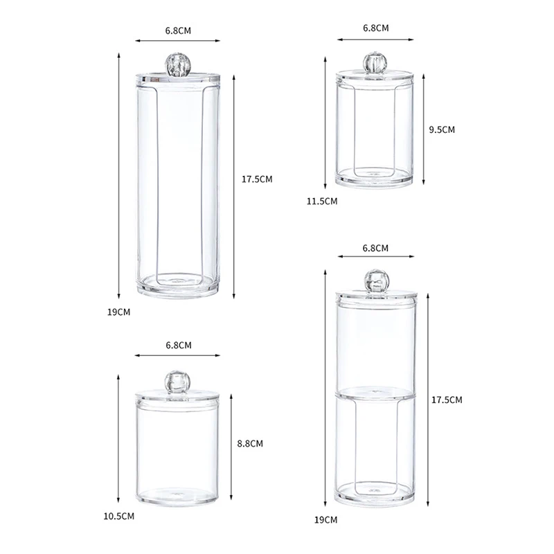 

Round Storage Box Double-Layer Cover Ps Clean Transparent Round Makeup Cotton Swab Box Makeup Container Hygienic Storage Box