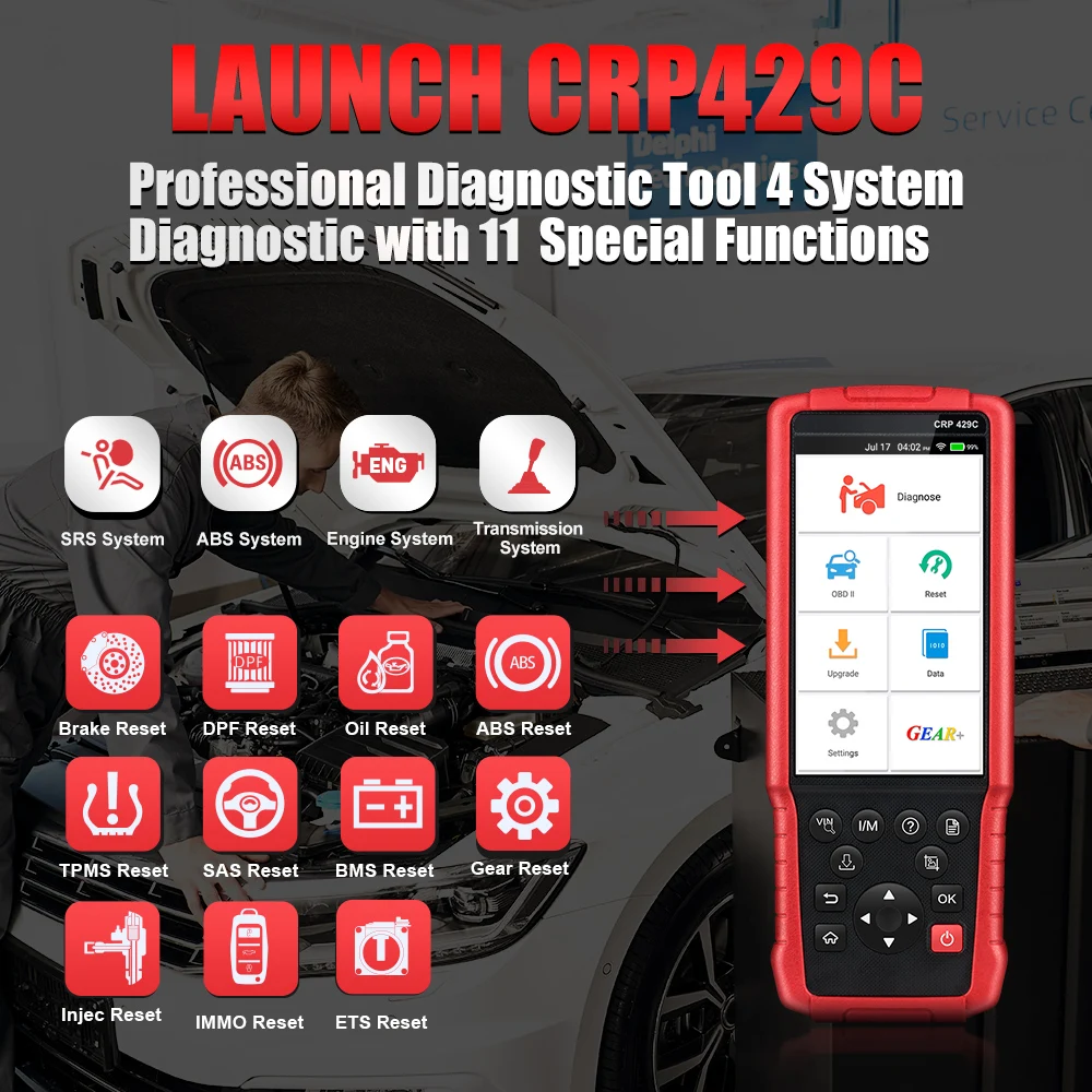 Профессиональный диагностический инструмент LAUNCH X431 CRP429C OBD2 автоматический