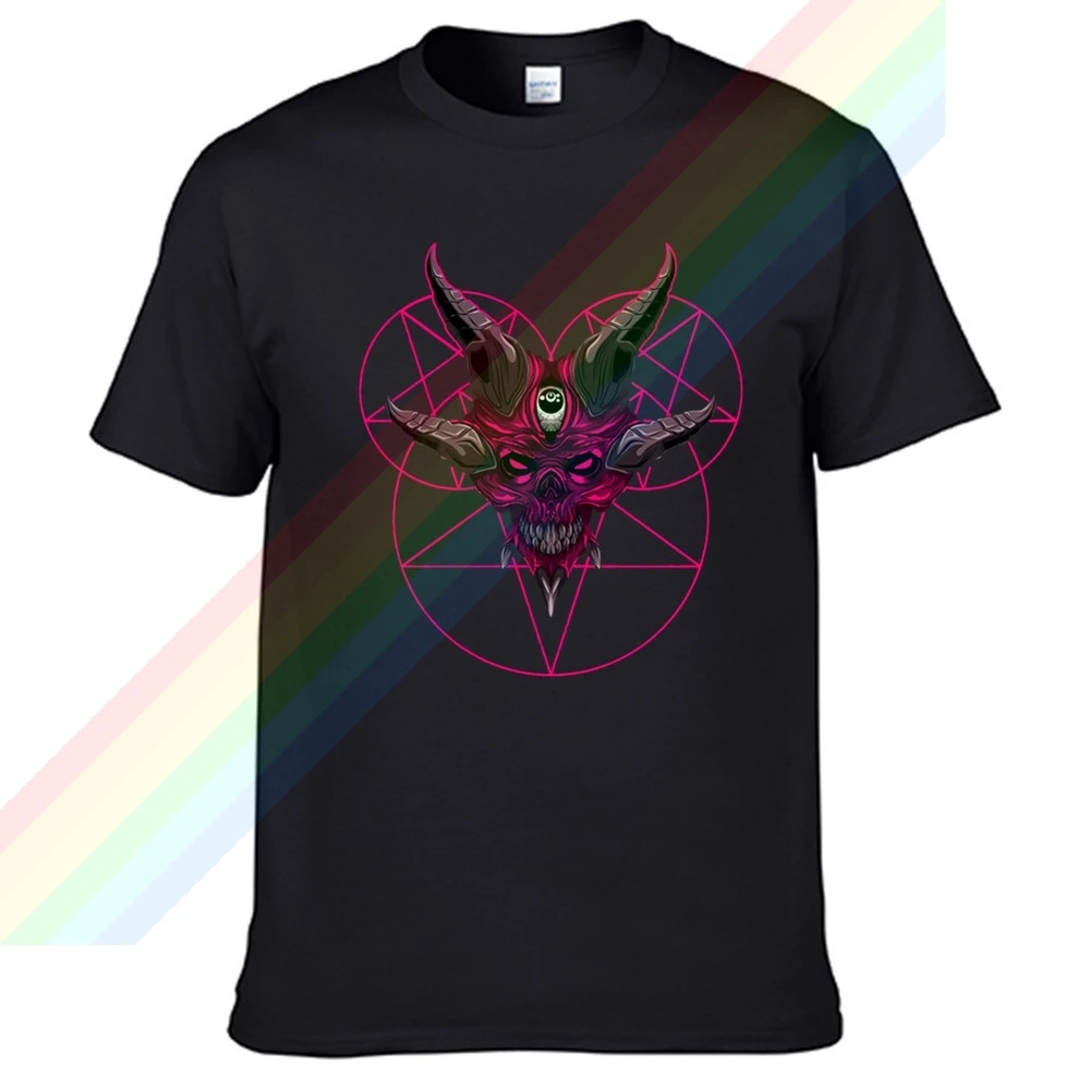 

Satan The Evil Four-horned Goat Symbol Men Women Summer 100% Cotton Black Tees Male Newest Top Popular Normal Tee Shirts Unisex