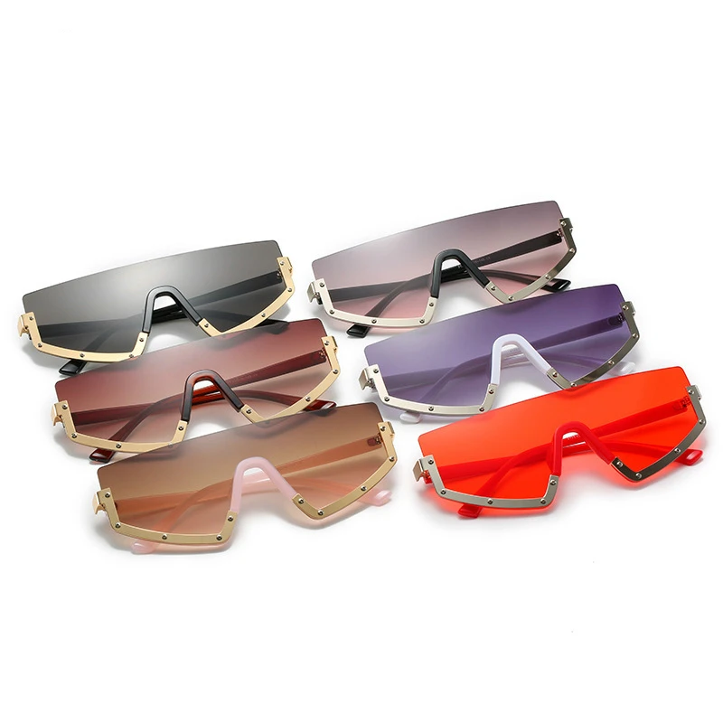 Винтажные Полуободковые солнцезащитные очки для женщин и мужчин модные вечерние