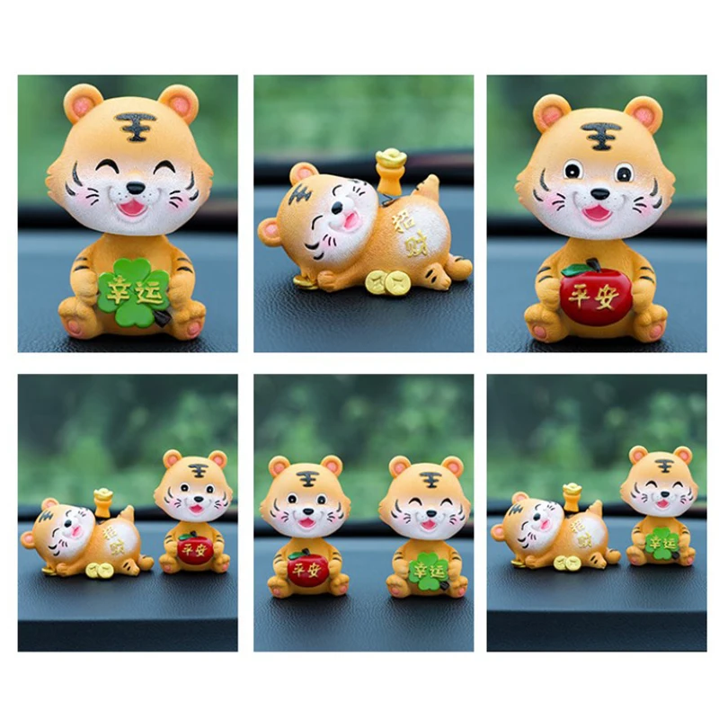 Автомобильная фотография мультяшный тигр Бобл-голова кукла с клейким дном декор