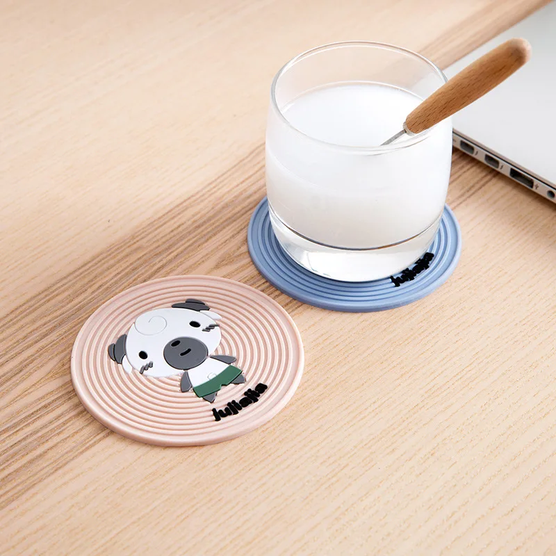 

Cartoon Children's Table Mat Silicone Non-slip Coaster Set Thickened Heat Insulation Pad Anti-scald Round Placemats For Table