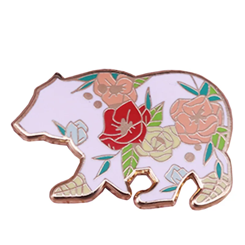 Брошь в виде цветочного медведя булавка природного ландшафта милое женское