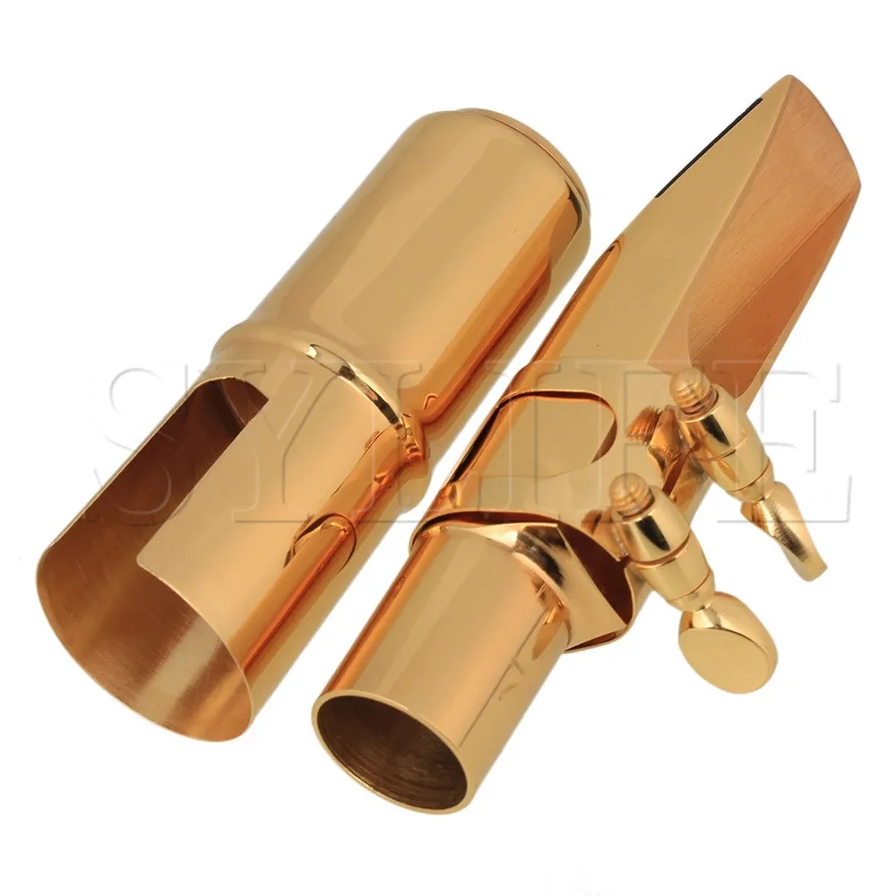 Tenor Saxophone Brass Mouthpiece with Cap and Ligature Size #7 Golden Plated | Спорт и развлечения