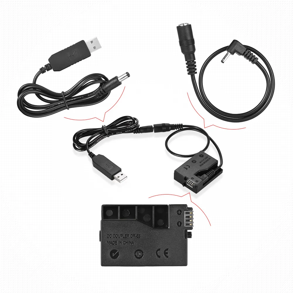 DR-E8 Dummy Battery with DC Power Bank USB Adapter Cable for LP-E8 Canon EOS 550D 600D 650D 700D DSLR Cameras | Электроника