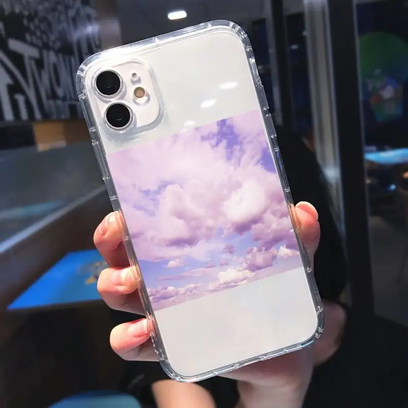 

Sweet sky pink Cloud Great art Phone Case Transparent for Clear iPhone 11 12 mini pro 8 7 6 6S XS MAX Plus X 5S SE 2020 XR