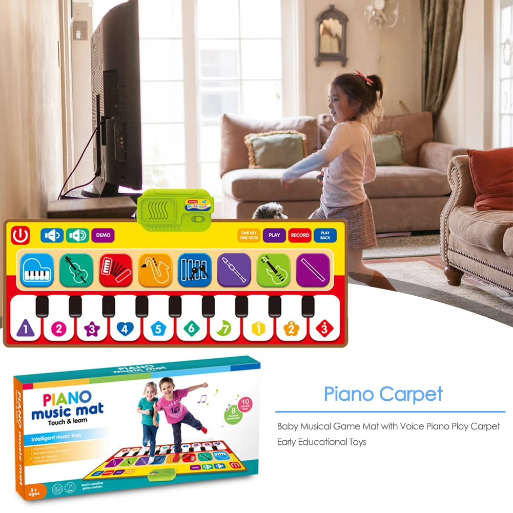 

Детский Музыкальный Игровой Коврик большого размера с голосовым управлением, игровой коврик с регулируемой клавиатурой, игрушечный инстру...