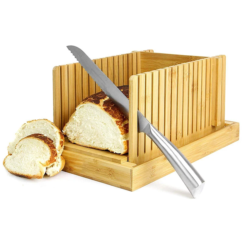 

Toast Bread Slicer Wooden Foldable Loaf Cutter Rack Cutting Guide Slicing Tools Kitchen Accessories FAS6