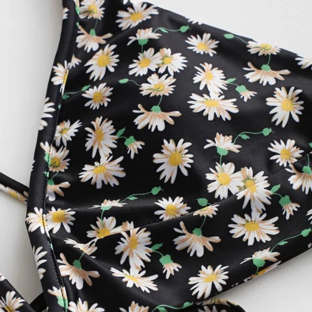 Женский комплект нижнего белья с цветочным принтом и ромашками из двух предметов