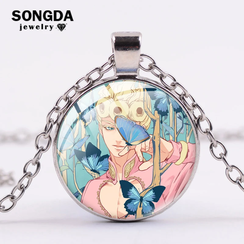 SONGDA Creative JoJos Bizarre Adventure Punk Chain Necklace Cartoon Figures Glass Art Poster Necklaces Pendants Fans Collection | Украшения